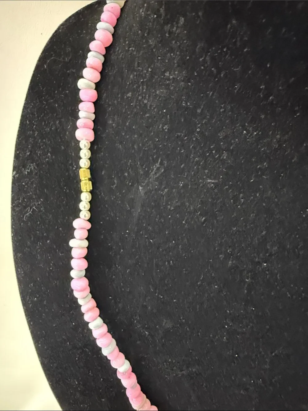 Tropical Pink White Blue Shell Bead Necklace & Matching Pierced Dangle Earrings